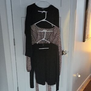Bundle-Black Blouse, Max Studio Wrap Blouse, Ann Taylor Silk/Cashmere Cardigan S